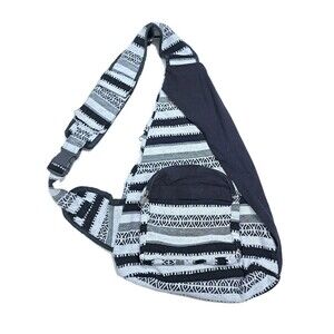 Gypsy Rose Sling Bag Crossbody Backpack Black White Southwest Messenger Striped